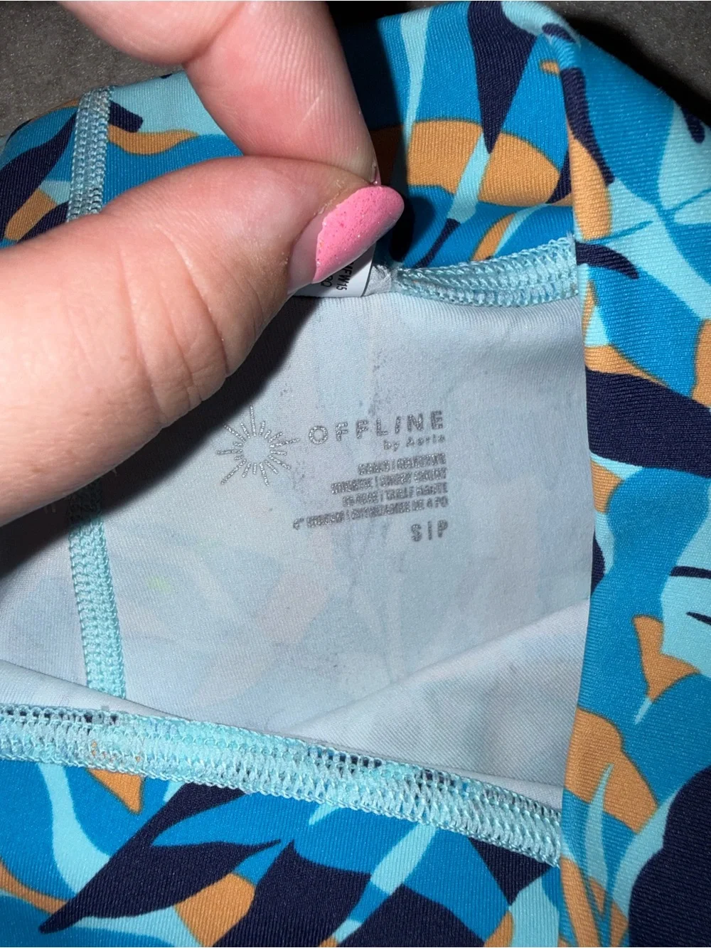 aerie Blue‎ Multi Leaf-Print Athletic Shorts